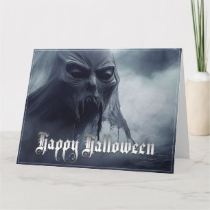 Carte Fantôme noir dans un paysage infernal - Halloween