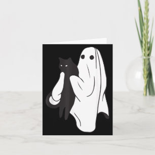 Carte Fantôme tenant un chat noir Halloween amateurs de
