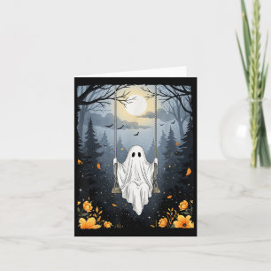Carte Fantôme vintage Se Balançant Dans La Nuit Forestiè