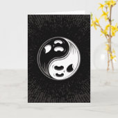 Carte Fantôme Yin Yang Noir et Blanc (Fleur jaune)