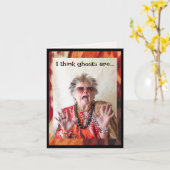 Carte Fantômes d'Halloween humoristiques et draps (Fleur jaune)