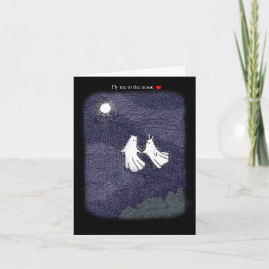 Carte Fantômes d'ours et de lapin volant vers la lune Ha (Devant)