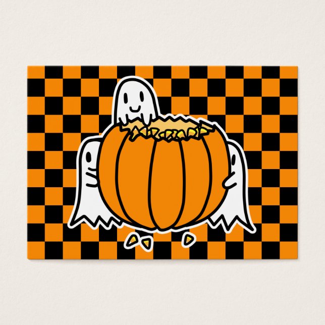 Carte Fantômes et Halloween Citrouille (Devant)