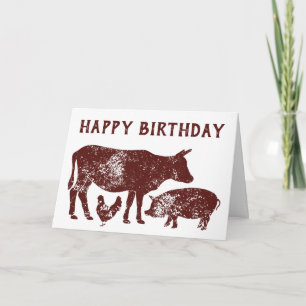 Carte Farm Animals Birthday Card for Vegetarians