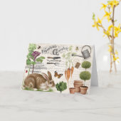 Carte Farmhouse Jardin Vintage moderne Rabbit (Fleur jaune)