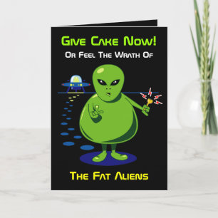 Carte Fat Alien Invasion Birthday Card