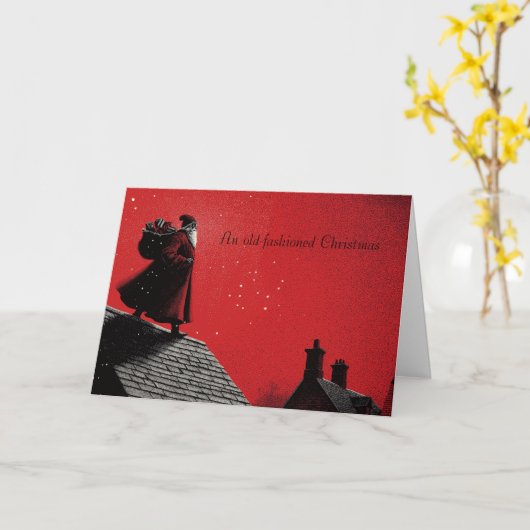 Carte Father Christmas on a rooftop with text space (Fleur jaune)