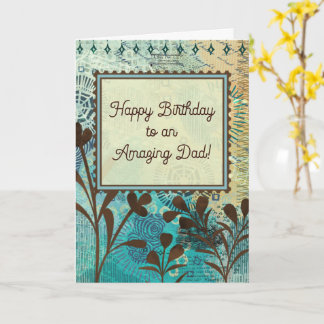 Carte Father’s Birthday Strong Teal and Brown Abstract
