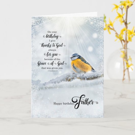 Carte Father's Birthday 1 Corinthians Christian Verse (Fleur jaune)
