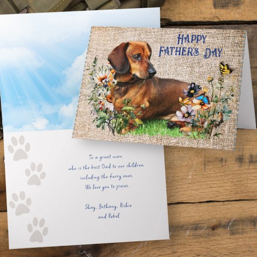Carte Fathers Day Dachshund Custom Message