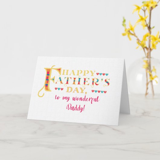 Carte Father's Day for Wonderful Daddy Word Art Card (Fleur jaune)