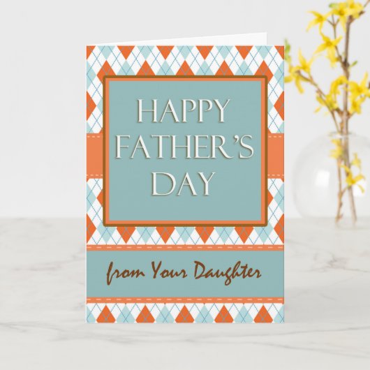 Carte Father's Day from Your Daughter Argyle Design (Fleur jaune)