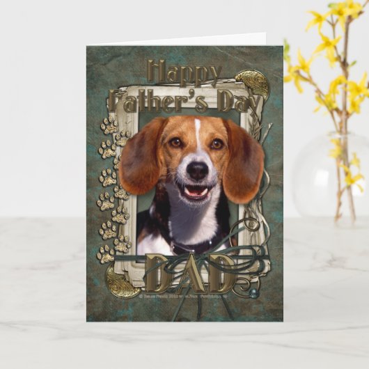 Carte Fathers Day - Stone Paws - Beagle (Fleur jaune)