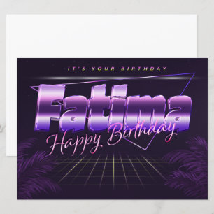 Carte Fatima Nom Prénom lila retro Anniversaire