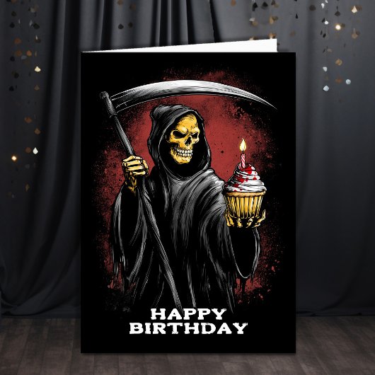 Carte Faucheuse avec faux d'anniversaire