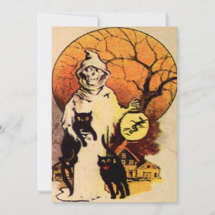 Carte Faucheuse Chat Noir Pleine Lune Arbre Lanterne Sor