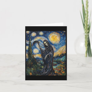 Carte Faucheuse squelette - Style Van Gogh - Nuit étoilé