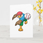 Carte Faucon au baseball avec une batte de baseball (Fleur jaune)