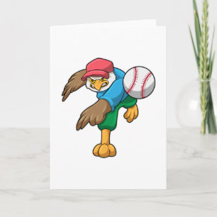 Carte Faucon au baseball avec une batte de baseball