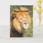 Carte Faune African Lion Face Photo Anniversaire (Fleur jaune)