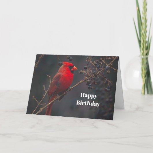 Carte Faune Cardinal Rouge Anniversaire (Devant)