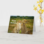 Carte Faune Cheetah Photo Anniversaire (Fleur jaune)