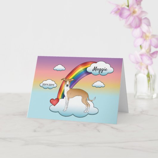 Carte Faune Et Blanc Italien Greyhound Rainbow Memorial (Orchidée)