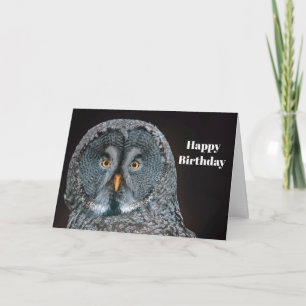 Carte Faune Grande Chouette gris Anniversaire
