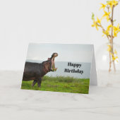 Carte Faune Hippopotamus Photo Anniversaire (Fleur jaune)