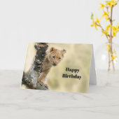 Carte Faune Lion Cub Photo Anniversaire (Fleur jaune)