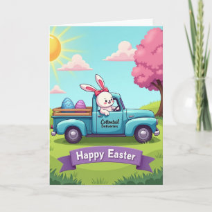 Carte Fausse Or Printemps Camion Lapin