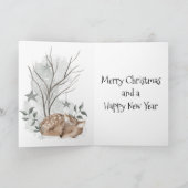 Carte Fauve à l'aquarelle Noël et Nouvel An (Intérieur)