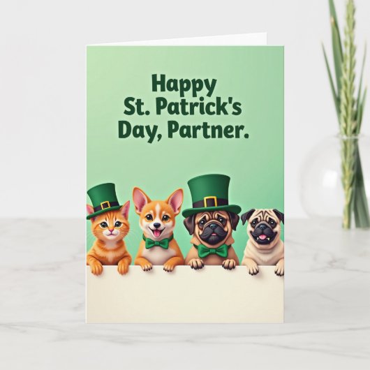 Carte Faux Animaux de compagnie pour les Fêtes en Or (Devant)