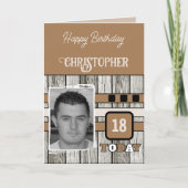 Carte Faux bois rustique 18e anniversaire de la photo ma (Devant)