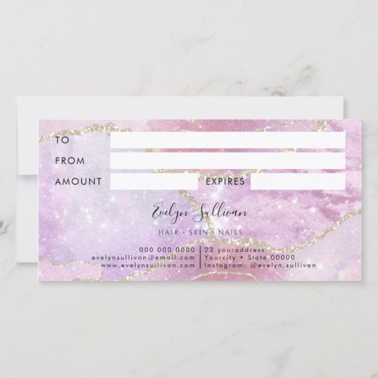 Carte faux certificat cadeau d'effet perarlescent (Dos)