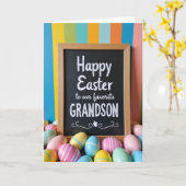 Carte Faux Chalkboard Grandson Easter Card (Fleur jaune)
