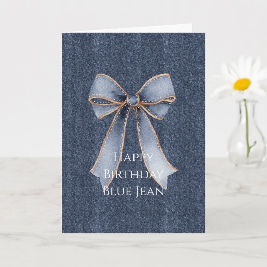Carte Faux Denim Blue Jean Bow (Petite plante)