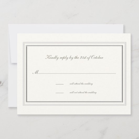 Carte Faux Embossé Cadre Pearl Formal Réponse du Mariage (Devant)
