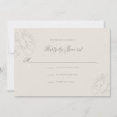 Carte Faux Embossed Roses Ecru Classic Wedding Response (Devant)
