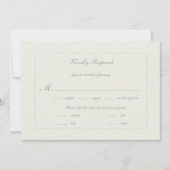 Carte Faux Embossés Écru Formel Mariage Repas RSVP (Devant)