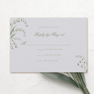 Carte Faux Embossés Lily Valley Green Mariage Réponse