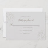 Carte Faux Embossés Rose ivoire classique Mariage répons (Devant)