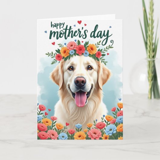 Carte Faux Foil Chien Doré Maman (Devant)