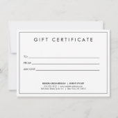 Carte Faux Gold Confetti sur le certificat cadeau blanc (Dos)