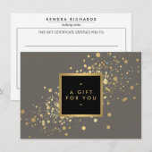 Carte Faux Gold Confetti sur le certificat cadeau modern (Devant / Derrière)