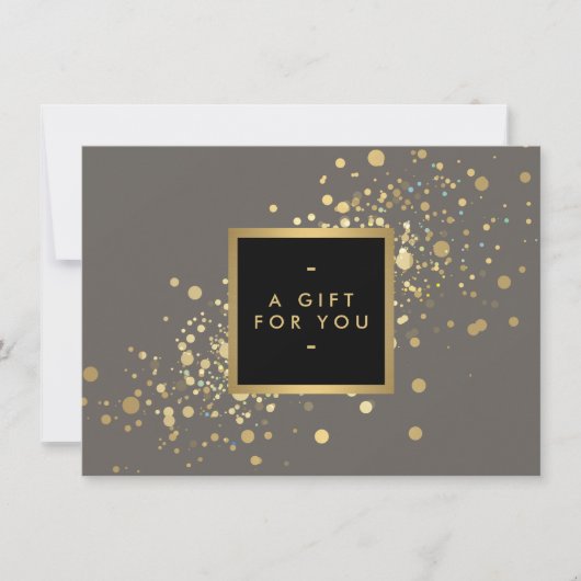Carte Faux Gold Confetti sur le certificat cadeau modern (Devant)