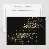 Carte Faux Gold Confetti sur le certificat cadeau noir (Devant / Derrière)