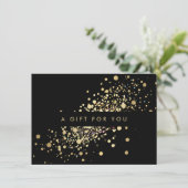 Carte Faux Gold Confetti sur le certificat cadeau noir (Debout devant)