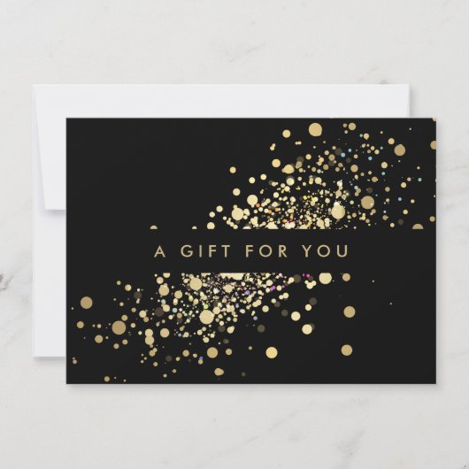 Carte Faux Gold Confetti sur le certificat cadeau noir (Devant)