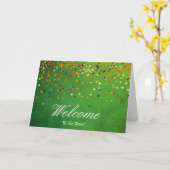 Carte Faux Gold Foil Confetti Élégantes Écluses Bienvenu (Fleur jaune)